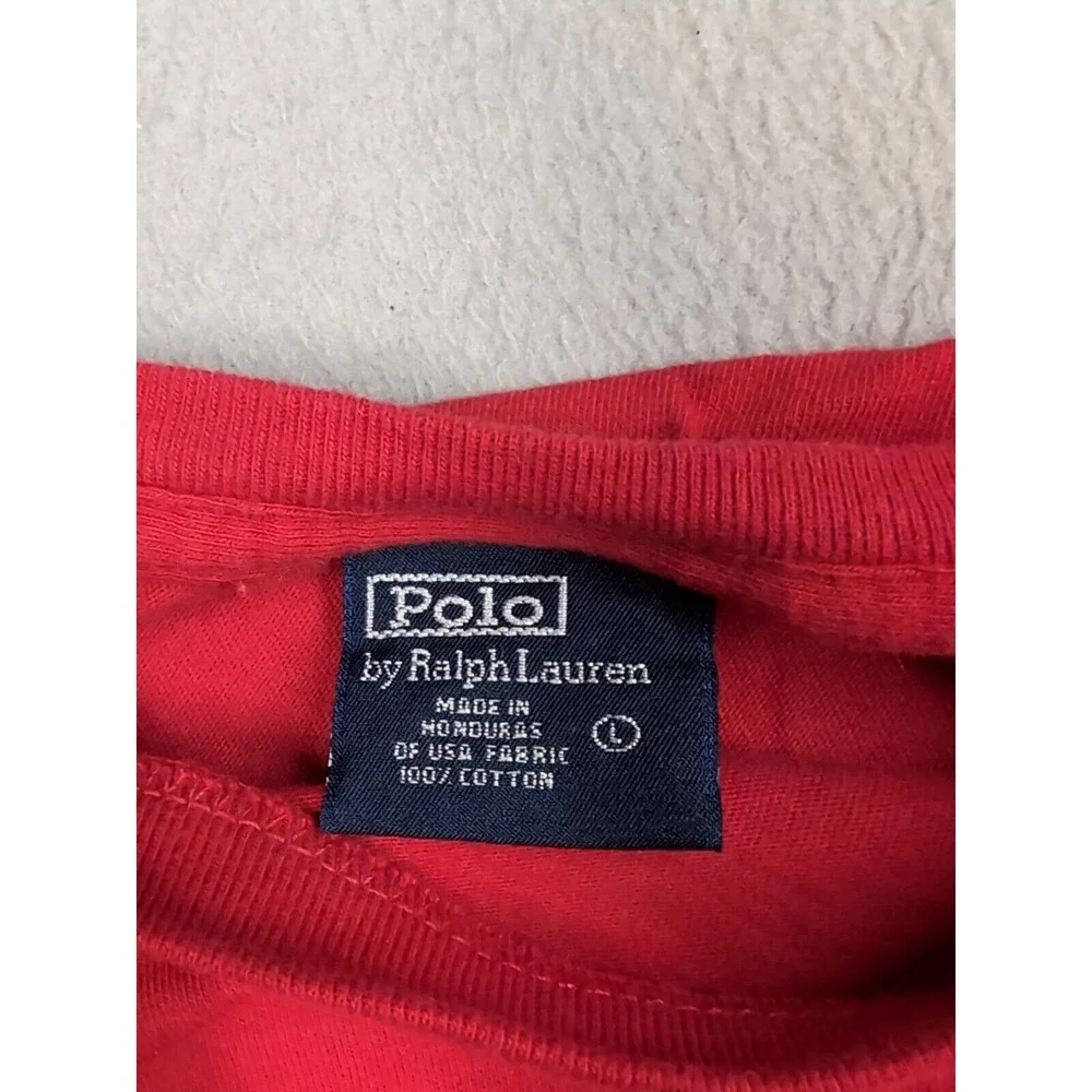 Polo Sport‎ Shirt Mens Large Ralph Lauren Long Sleeve Red Graphic Henley RL